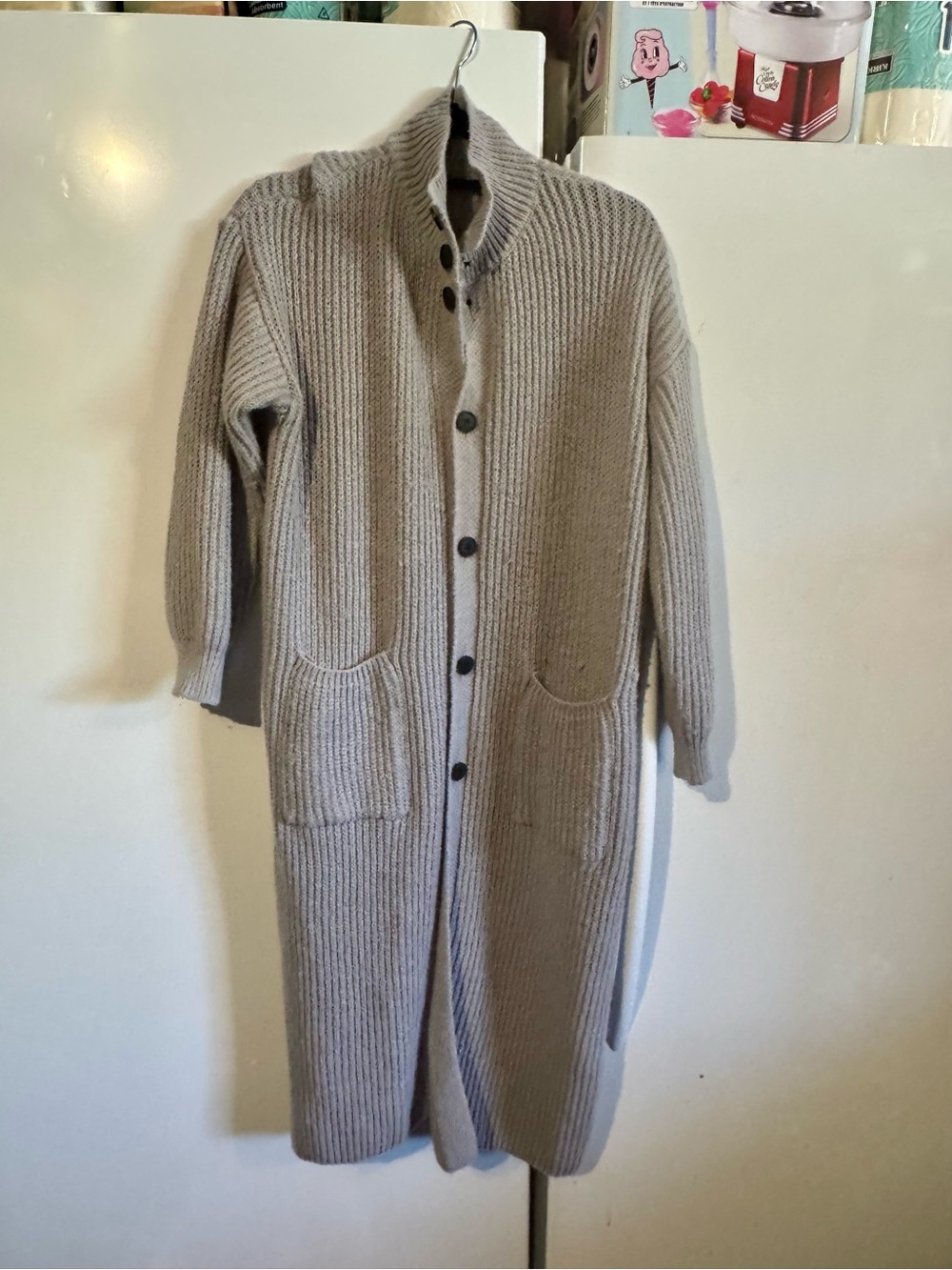 Classic Long Knit Cardigan - Light Taupe